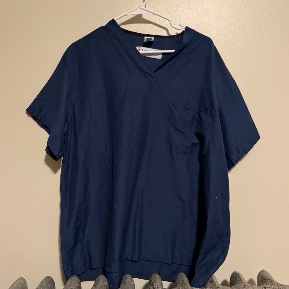 Medline Blue‎ V-Neck Scrub Top Size Large Medical Uniform Shirt